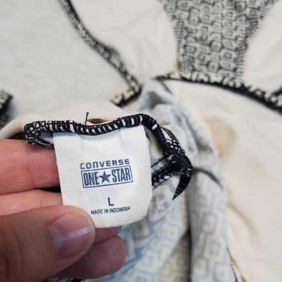 Converse White Black Logo Print 2 piece Halter Top Bikini Swimsuit Swim Bottom L - Picture 9 of 11